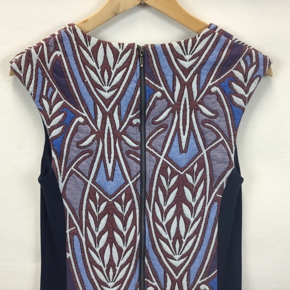 Anthropologie HD in Paris Cleo Jacquard Sheath Dress Blue Sleeveless Size S - Picture 4 of 12
